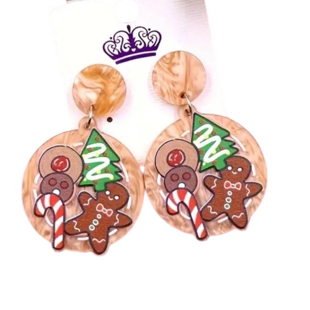 Gingerbread Candy Cane Earrings